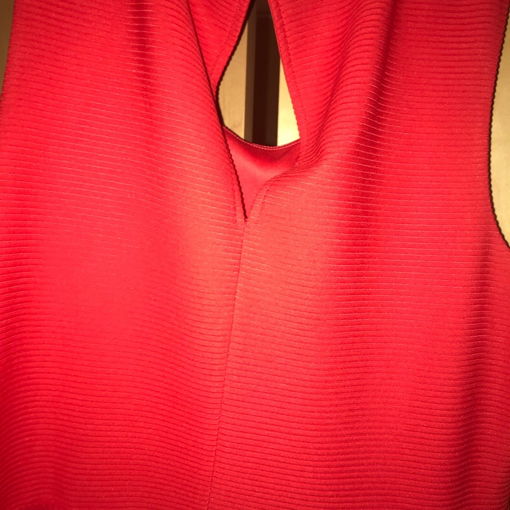 Express Red Ribbed Dress - Picture 4 of 5